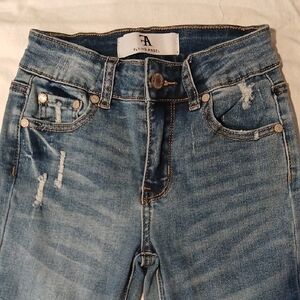 Flying Angel Kids Adjustable Waist Size 7 Light Blue Distressed Jeans